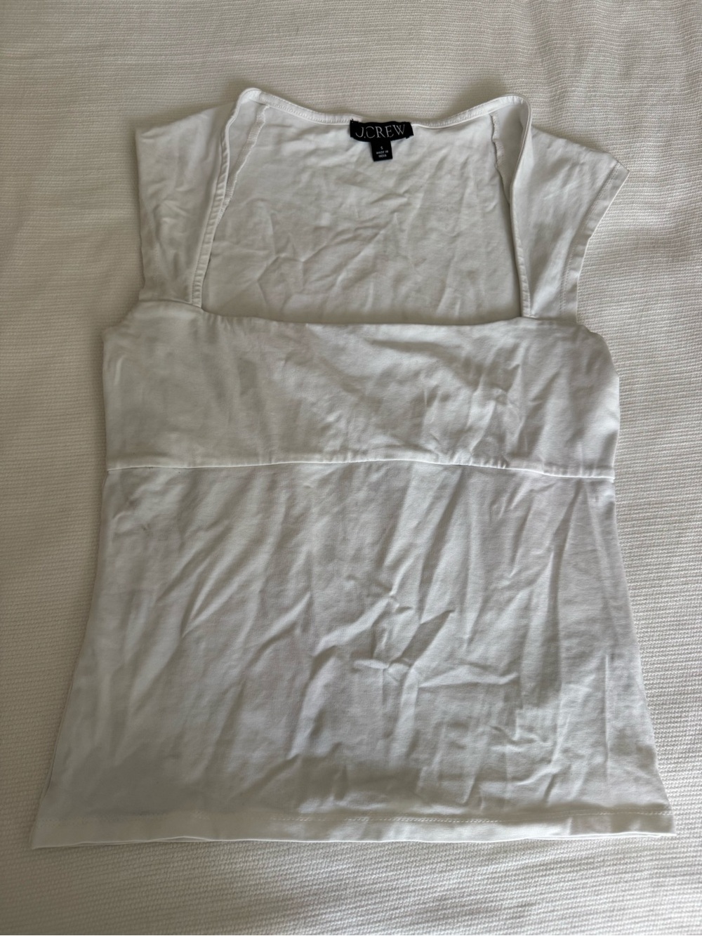 J. Crew White Square-Neck Cap Sleeve Camisole